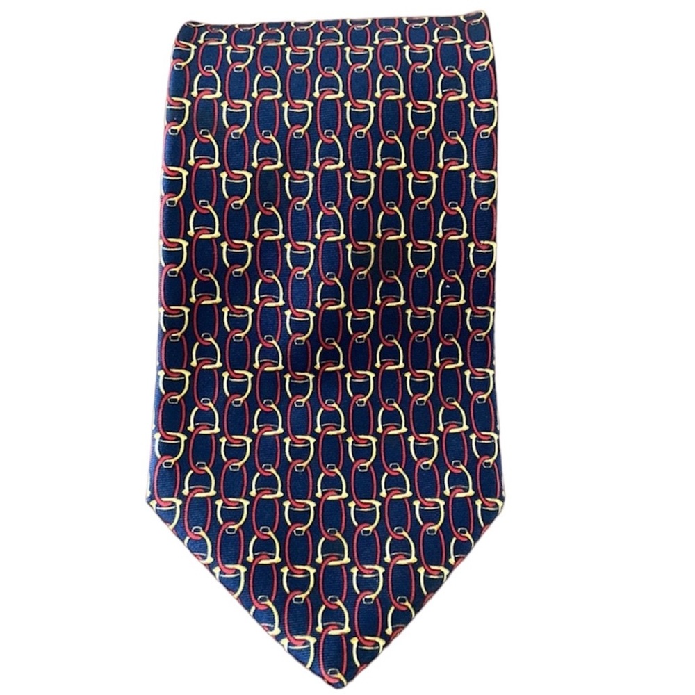 Vintage Paolo Gucci Navy Equestrian Silk Tie